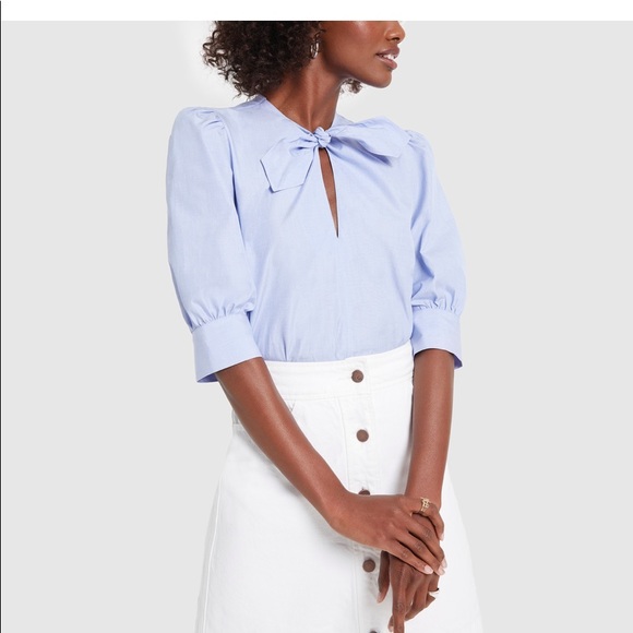 G. By goop peri tie-neck short sleeve shirt - Picture 3 of 13